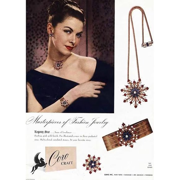 Vintage CoroCraft Vermeil Sterling Regency Star Sunburst Rhinestone Brooch 1940s - Picture 4 of 5